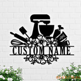 Custom Baking Metal Wall Art - Personalized Baker Name Sign Decoration Hanging for Home - Baker Sign - Baker Gift