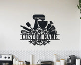 Custom Baking Metal Wall Art - Personalized Baker Name Sign Decoration Hanging for Home - Baker Sign - Baker Gift