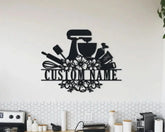 Custom Baking Metal Wall Art - Personalized Baker Name Sign Decoration Hanging for Home - Baker Sign - Baker Gift