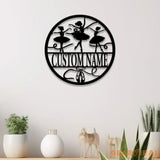 Custom Ballerina Shoes Metal Wall Art With LED Light Personalized Ballet Lover Name Sign Nursery Decor Girls Room Decor