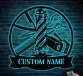 Custom Barber Metal Sign with LED Lights - Barber Shop Art - Barber Birthday Gift - Barber Wall Decor | GearViral