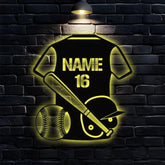 Custom Base Ball Number Metal Sign with LED Lights Personalized Family Name Metal Sign Wall Decor Personalized Wall