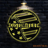 Custom Baseball American Metal Sign with LED Lights Personalized Family Name Metal Sign Personalized Wall Art