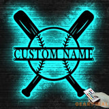 Custom Baseball Bat Metal Sign with LED Lights - Baseball Name Sign - Baseball Lover - Sport Room Decor | GearViral