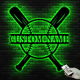Custom Baseball Bat Metal Sign with LED Lights - Baseball Name Sign - Baseball Lover - Sport Room Decor | GearViral