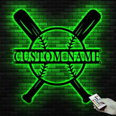 Custom Baseball Bat Metal Sign with LED Lights - Baseball Name Sign - Baseball Lover - Sport Room Decor | GearViral
