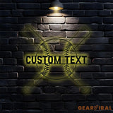 Custom Baseball Bat Metal Sign with LED Lights Personalized Family Name Sign Outdoor Door Decor Personalized Wall Art