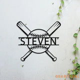Custom Baseball Bat Metal Wall Art With LED Light - Personalized Baseball Player Name Sign Decoration For Room