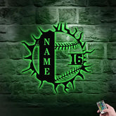 Custom Baseball Breakthrough Metal Sign with LED Lights Personalized Family Name Metal Sign Personalized Wall Art