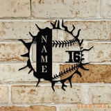 Custom Baseball Breakthrough Metal Sign with LED Lights Personalized Family Name Metal Sign Personalized Wall Art
