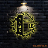 Custom Baseball Breakthrough Metal Sign with LED Lights Personalized Family Name Metal Sign Personalized Wall Art