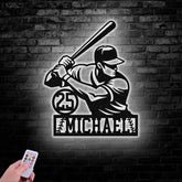 Custom Baseball Metal Wall Art LED Light Personalized Softball Player Name Sign Softball Player Name Sign Decor Vs3