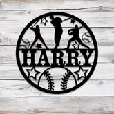 Custom Baseball Metal Wall Art LED Light Personalized Softball Player Name Sign Home Decor Boy Room Decor Nursery Name