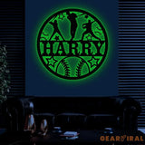 Custom Baseball Metal Wall Art LED Light Personalized Softball Player Name Sign Home Decor Boy Room Decor Nursery Name