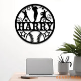 Custom Baseball Metal Wall Art LED Light Personalized Softball Player Name Sign Home Decor Boy Room Decor Nursery Name