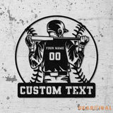 Custom Baseball Metal Wall Art LED Light Personalized Softball Player Name Sign Baseball Lover Sports Room Decor Kids