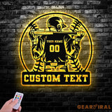 Custom Baseball Metal Wall Art LED Light Personalized Softball Player Name Sign Baseball Lover Sports Room Decor Kids
