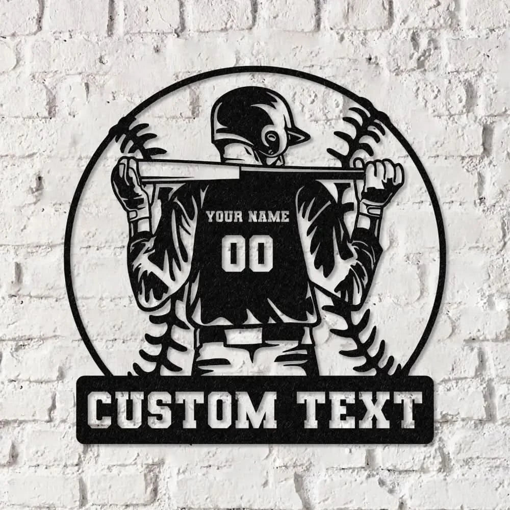 Custom Baseball Metal Wall Art LED Light Personalized Softball Player Name Sign Baseball Lover Sports Room Decor Kids