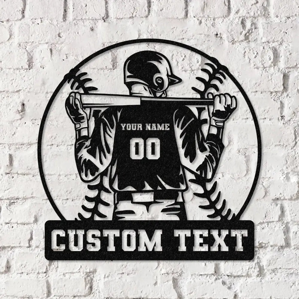 Custom Baseball Metal Wall Art LED Light Personalized Softball Player Name Sign Baseball Lover Sports Room Decor Kids