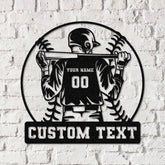 Custom Baseball Metal Wall Art LED Light Personalized Softball Player Name Sign Baseball Lover Sports Room Decor Kids