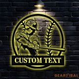 Custom Baseball Name Decor Room Metal Sign with LED Lights Personalized Family Name Metal Sign Personalized Wall Art