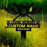Custom Baseball With Wings Memorial Plaque Stake Personalized Baseball Grave Marker Remembrance Stake Garden Decor
