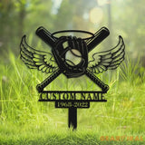 Custom Baseball With Wings Memorial Stake - Grave Marker - Remembrance Stake - Garden Decor | GearViral