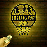 Custom Basketball LED Light Sports Wall Sign with Name and Number Ideal Gift for Athletes Nursery Decor Kids Name Sign