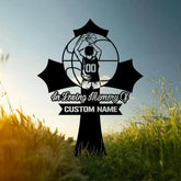 Custom Basketball Memorial Plaque Cross Stake Personalized Basketball Grave Marker Remembrance Stake Garden Decor