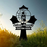 Custom Basketball Memorial Plaque Cross Stake Personalized Basketball Grave Marker Remembrance Stake Garden Decor