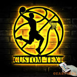 Custom Basketball Metal Wall Art LED Light - Personalized Player Lover Sign Home Decor - Ideal for Home Decor & Gift