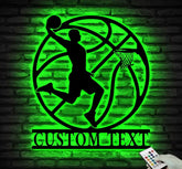 Custom Basketball Metal Wall Art LED Light - Personalized Player Lover Sign Home Decor - Ideal for Home Decor & Gift