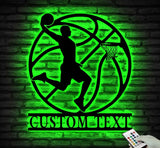 Custom Basketball Metal Wall Art LED Light - Personalized Player Lover Sign Home Decor - Ideal for Home Decor & Gift
