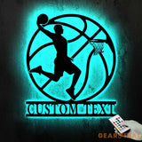 Custom Basketball Metal Wall Art LED Light - Personalized Player Lover Sign Home Decor - Ideal for Home Decor & Gift