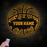 Custom Basketball Metal Wall Art Led Light Basketball Metal Sign Basketball Player Name Sign Basketball Wall Decor