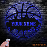 Custom Basketball Metal Wall Art Led Light Basketball Metal Sign Basketball Player Name Sign Basketball Wall Decor