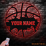 Custom Basketball Metal Wall Art Led Light Basketball Metal Sign Basketball Player Name Sign Basketball Wall Decor