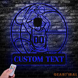 Custom Basketball Player Metal Wall Art Led Light Basketball Metal Sign Basketball Player Name Sign Basketball Wall