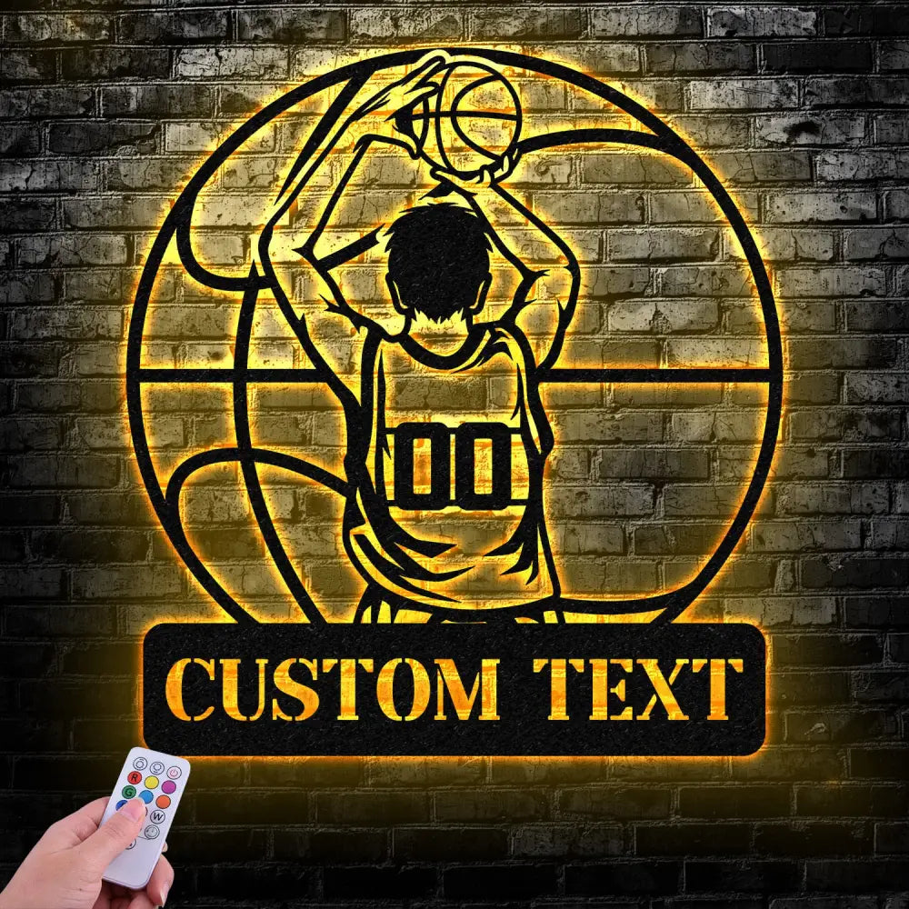 Custom Basketball Player Metal Wall Art Led Light Basketball Metal Sign Basketball Player Name Sign Basketball Wall