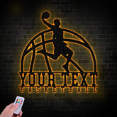 Custom Basketball Player Metal Wall Art Led Light Basketball Metal Sign Basketball Player Name Sign Basketball Wall