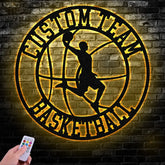 Custom Basketball Player Metal Wall Art Led Light Basketball Metal Sign Basketball Player Name Sign Basketball Wall