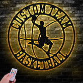 Custom Basketball Player Metal Wall Art Led Light Basketball Metal Sign Basketball Player Name Sign Basketball Wall