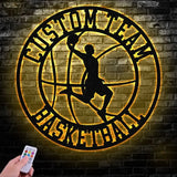 Custom Basketball Player Metal Wall Art Led Light Basketball Metal Sign Basketball Player Name Sign Basketball Wall