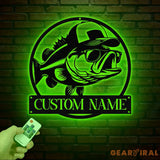 Custom Bass Fish with Trucker Hat Sign with Led Light Custom Fisherman Gift Sign Outdoor Fishing Decor Bass Lover Man