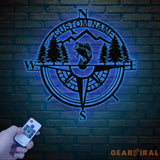 Custom Bass Fishing Compass Metal Sign with LED Lights Fishing Name Sign Lake House Decor Fish Art Wall Sculpture Bass