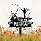 Custom Bass Fishing Memorial Stake - Personalized Fisherman Grave Marker - Metal Cemetery Plaque - Memorial Sympathy
