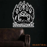 Custom Bear Hand Cabin Sign Mountain Decor Personalized Metal Bear Sign Cabin Decor Outdoor Bear Decor Rustic Cabin