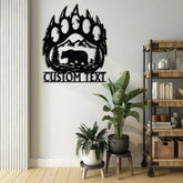 Custom Bear Hand Cabin Sign Mountain Decor Personalized Metal Bear Sign Cabin Decor Outdoor Bear Decor Rustic Cabin