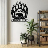 Custom Bear Hand Cabin Sign Mountain Decor Personalized Metal Bear Sign Cabin Decor Outdoor Bear Decor Rustic Cabin