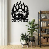 Custom Bear Hand Cabin Sign Mountain Decor Personalized Metal Bear Sign Cabin Decor Outdoor Bear Decor Rustic Cabin